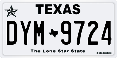 TX license plate DYM9724