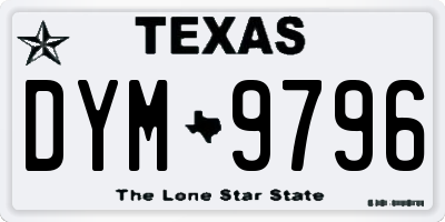 TX license plate DYM9796
