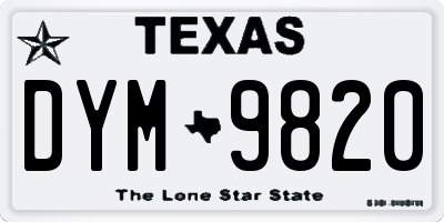 TX license plate DYM9820