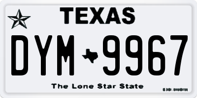 TX license plate DYM9967