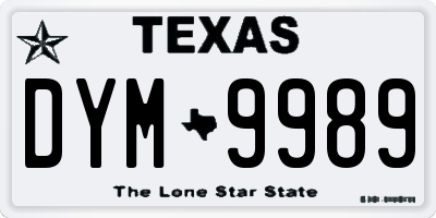 TX license plate DYM9989