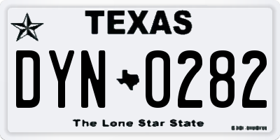 TX license plate DYN0282
