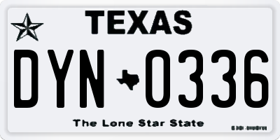 TX license plate DYN0336