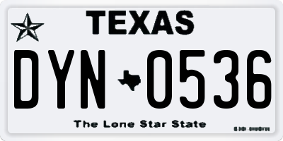 TX license plate DYN0536