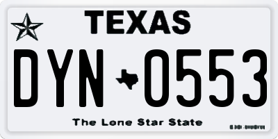 TX license plate DYN0553