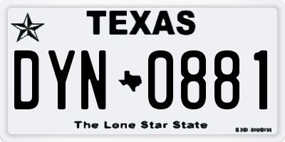 TX license plate DYN0881