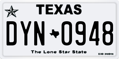 TX license plate DYN0948