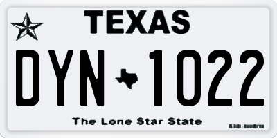 TX license plate DYN1022