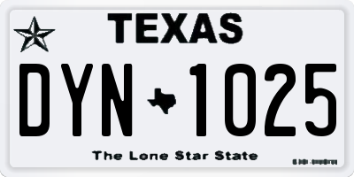 TX license plate DYN1025