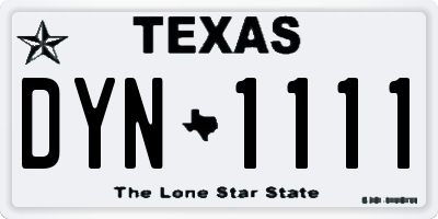 TX license plate DYN1111