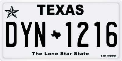 TX license plate DYN1216
