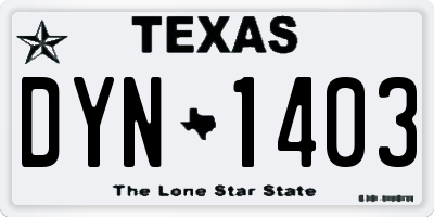 TX license plate DYN1403