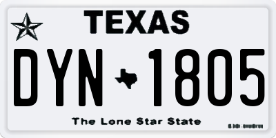 TX license plate DYN1805