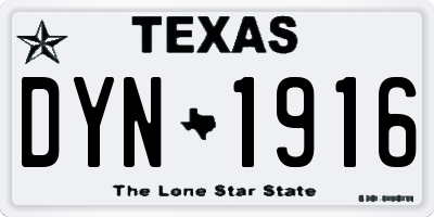 TX license plate DYN1916