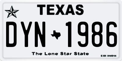 TX license plate DYN1986