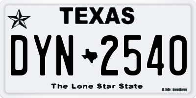 TX license plate DYN2540