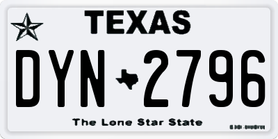 TX license plate DYN2796