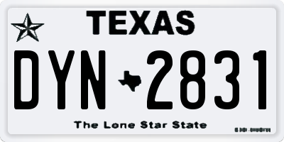 TX license plate DYN2831