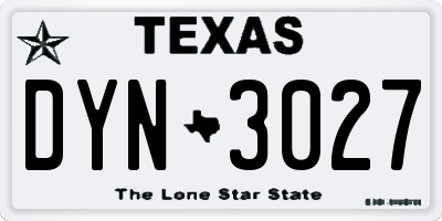 TX license plate DYN3027