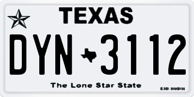 TX license plate DYN3112