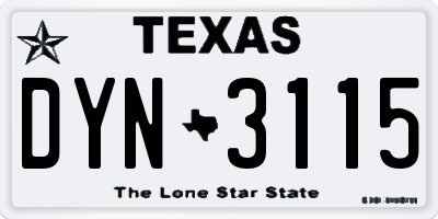 TX license plate DYN3115