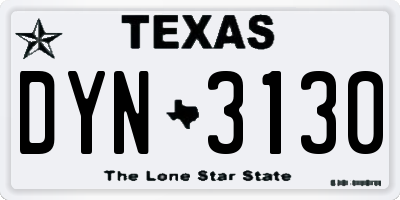 TX license plate DYN3130
