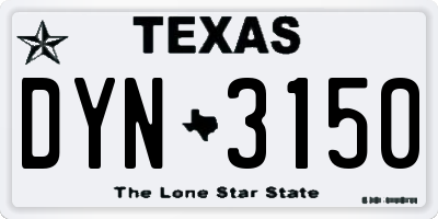 TX license plate DYN3150