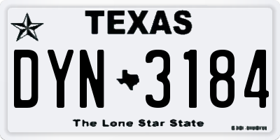 TX license plate DYN3184