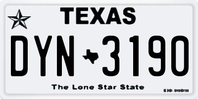 TX license plate DYN3190