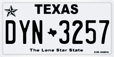 TX license plate DYN3257