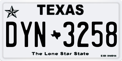 TX license plate DYN3258