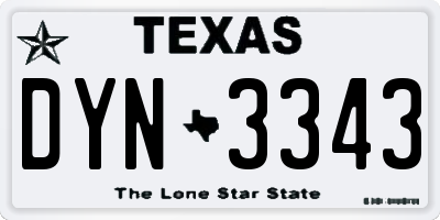 TX license plate DYN3343