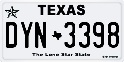 TX license plate DYN3398