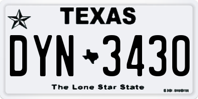 TX license plate DYN3430