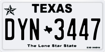 TX license plate DYN3447