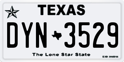 TX license plate DYN3529