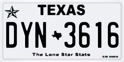 TX license plate DYN3616