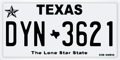TX license plate DYN3621