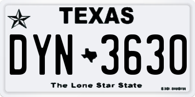 TX license plate DYN3630