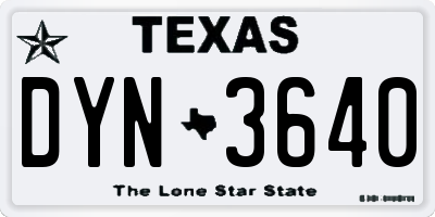 TX license plate DYN3640