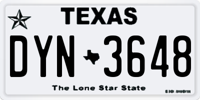 TX license plate DYN3648