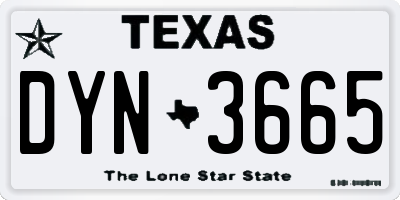 TX license plate DYN3665