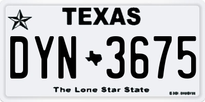 TX license plate DYN3675