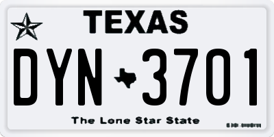 TX license plate DYN3701