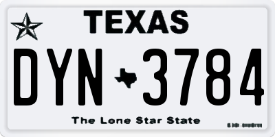 TX license plate DYN3784