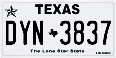 TX license plate DYN3837