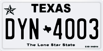 TX license plate DYN4003