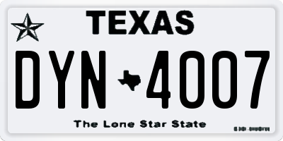 TX license plate DYN4007