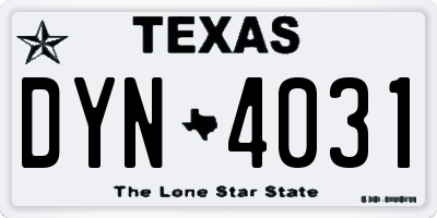 TX license plate DYN4031