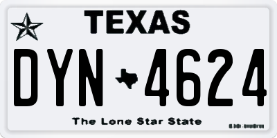 TX license plate DYN4624